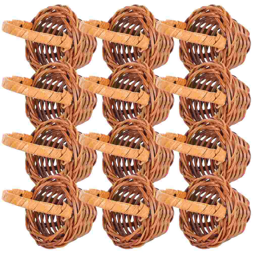 Hanabass Mini Woven Basket Miniature Flower Basket Dollhouse Miniature Flower Ba