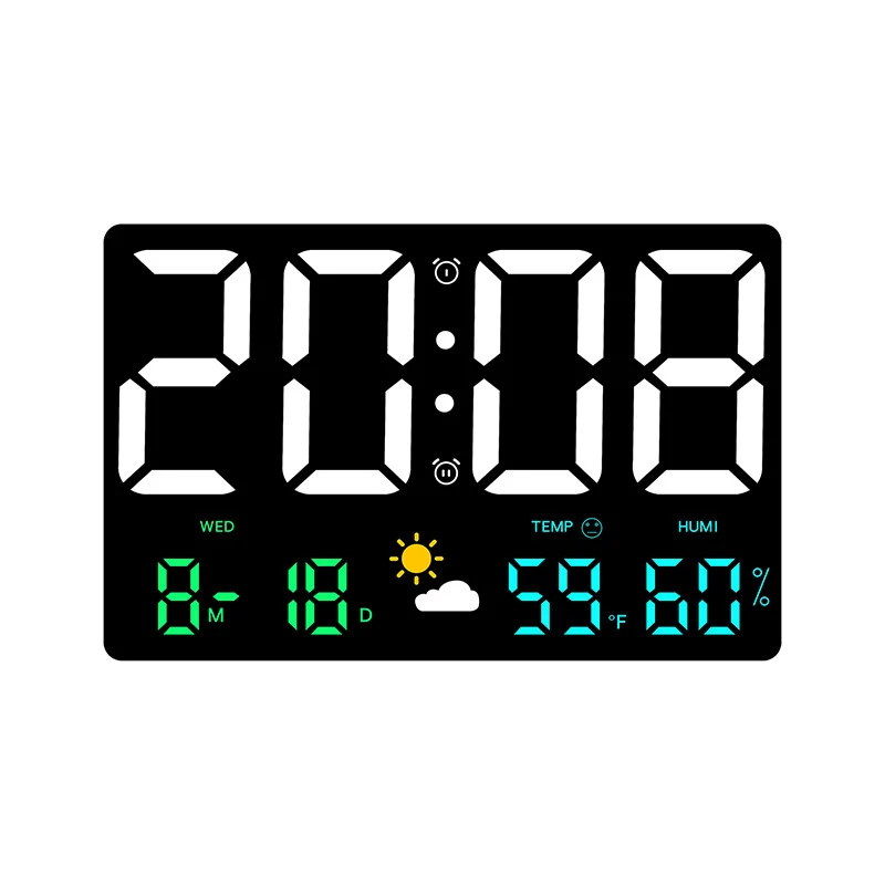High-Definition Large-Screen Wall Clock Temperature and Humidity Display Weather