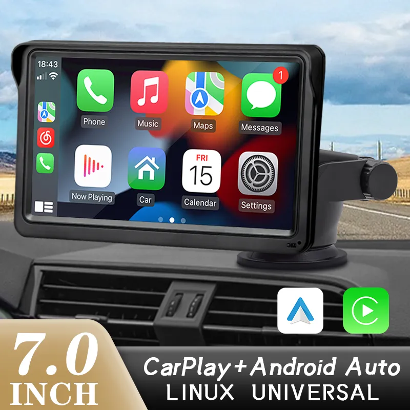 Hippcron CarPlay Android Auto Car Radio Multimedia Video Player 7inch Portable T