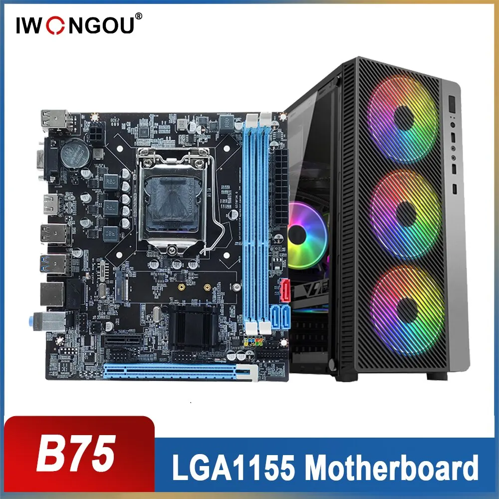 IWONGOU B75 Motherboard Set PC Motherboard Gaming Kit WithCore I3 I5 I7 DDR3 Pla