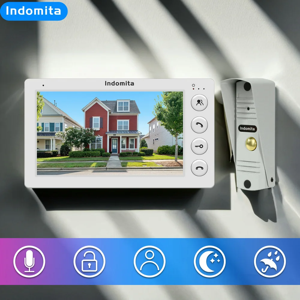 Indomita Video Door Phone Wired,Doorbell Intercom System for Home,Outdoor Metal 