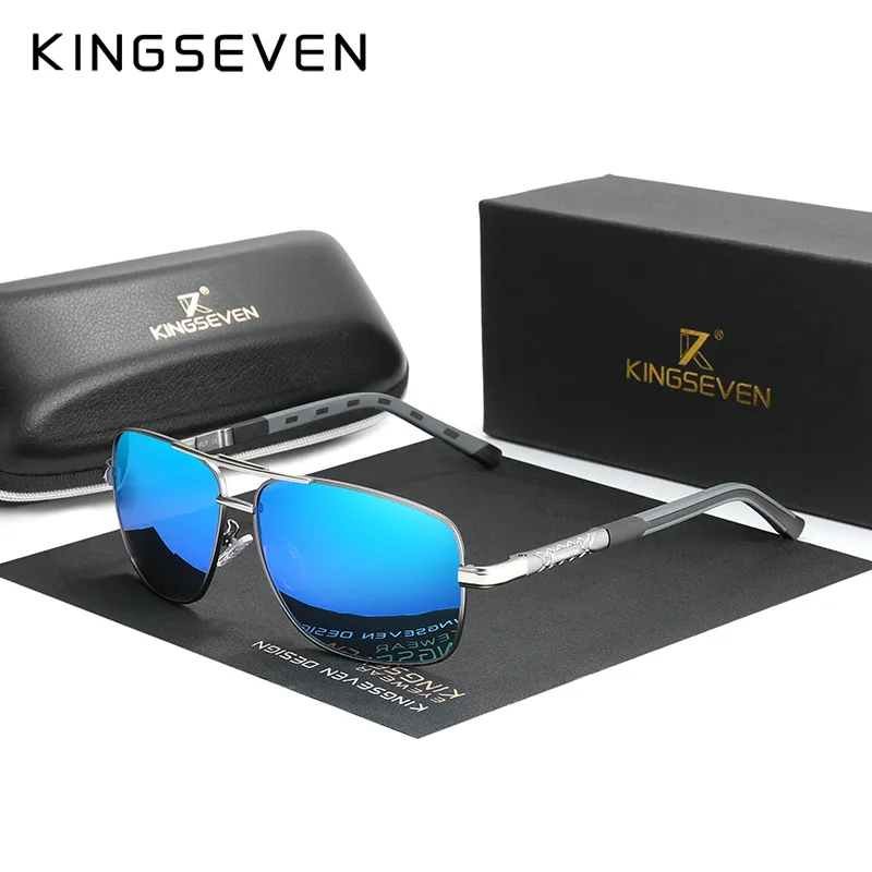 KINGSEVEN Aluminum Sunglasses Men/Women‘s Polarized UV400 Fashion Sunscreen Glasses Classical Driving Rectangle Business Eyewear