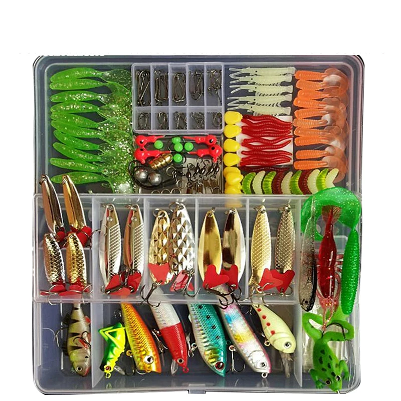 Kit Fishing Lures Set Hard Artificial Wobblers Metal Jig Spoons Soft Lure Fishin