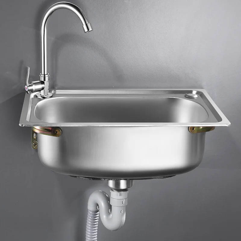Kitchen sink Handmade stainless steel single bowl sink above counter or wall mou