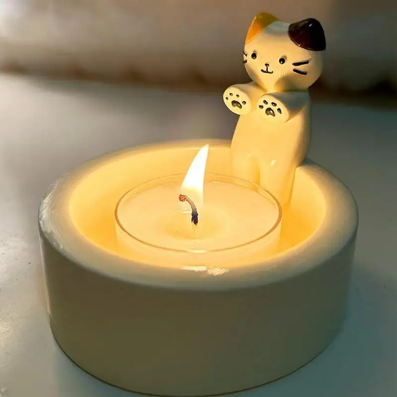 Kitten Candle Holder Warming Its Paws Cute Scented Light Holder Cute Grilled Cat