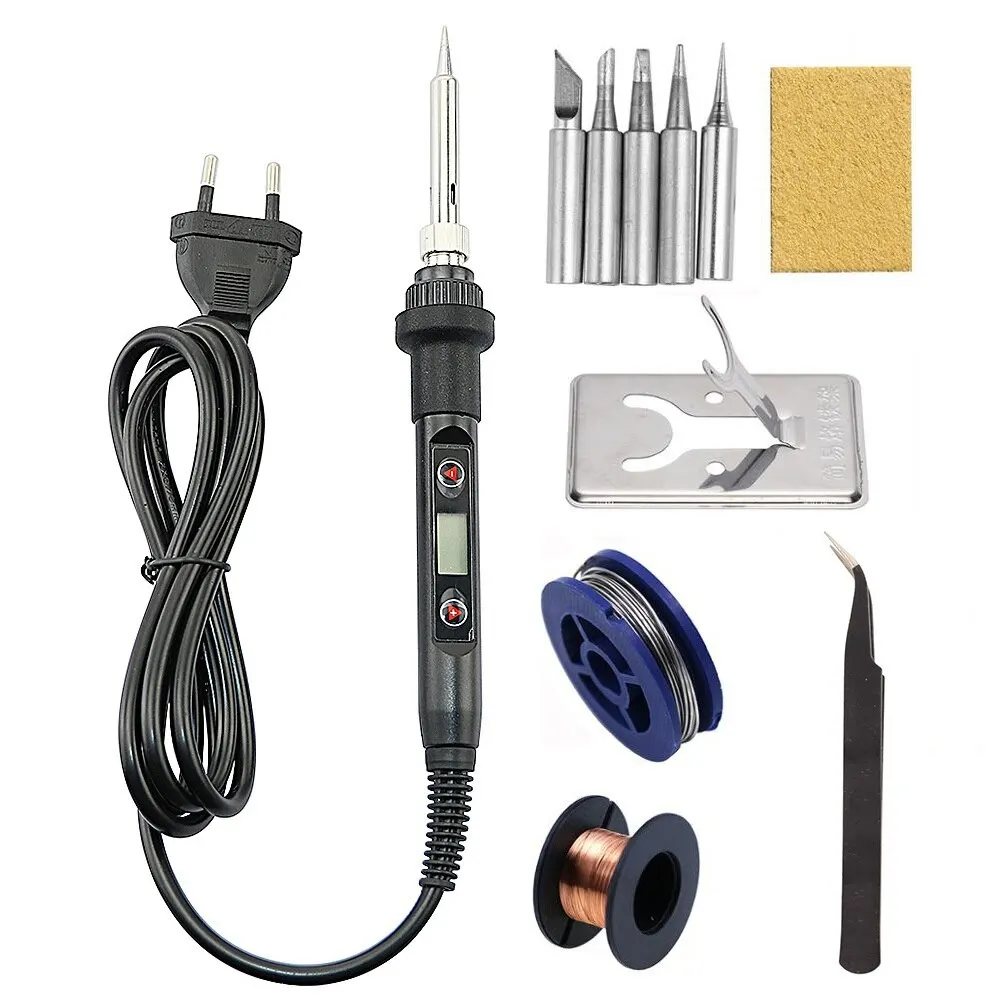 LCD Digital Adjustable Temperature 80W Soldering Iron Electric Welding Tools Sol
