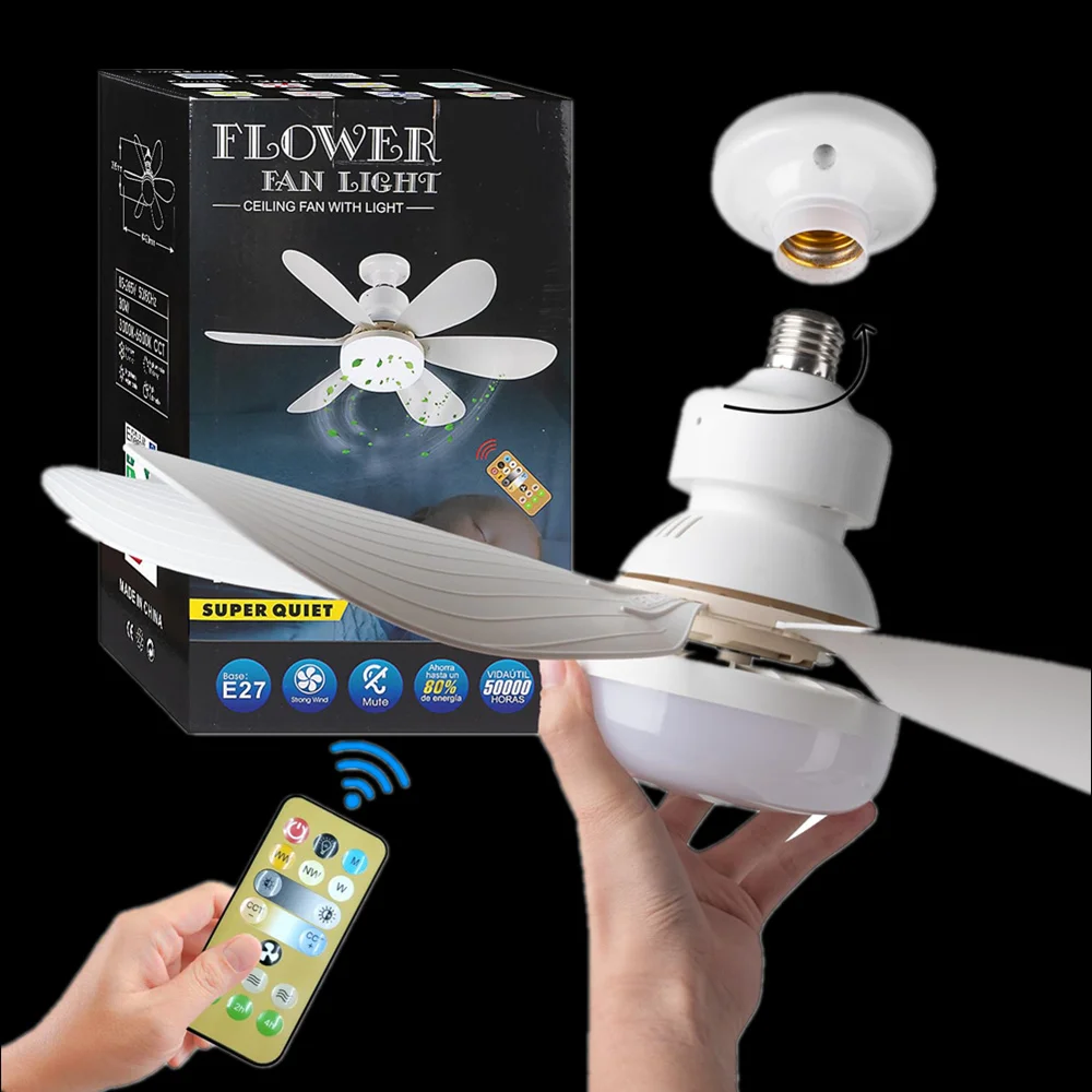 LED 30W 40W ceiling fan light E27 with remote control for dimming, suitable for 