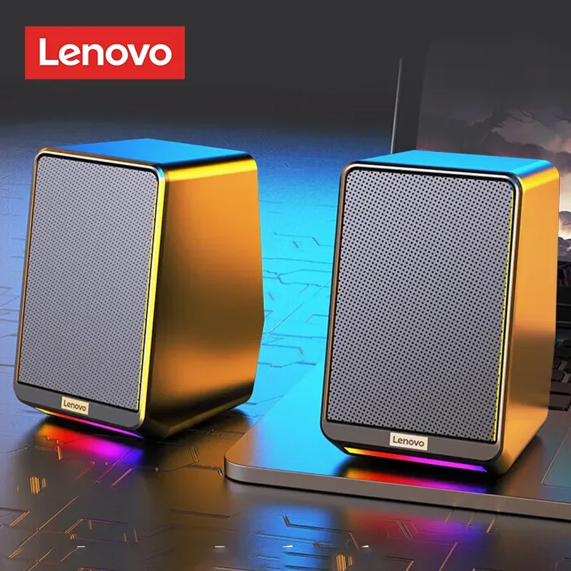Lenovo TS38 Wired Desktop Speakers 3.5mm USB Stereo Surround Music RGB Speakersf