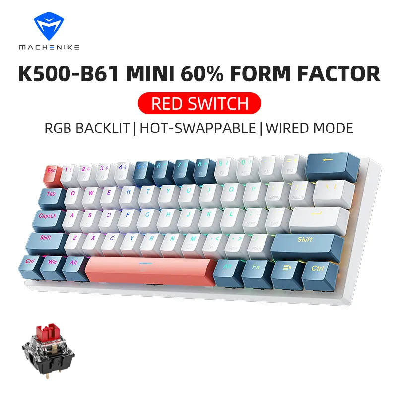 Machenike K500-B61 Mini Mechanical Keyboard 60% Form Factor 61Keys Gaming Keybao