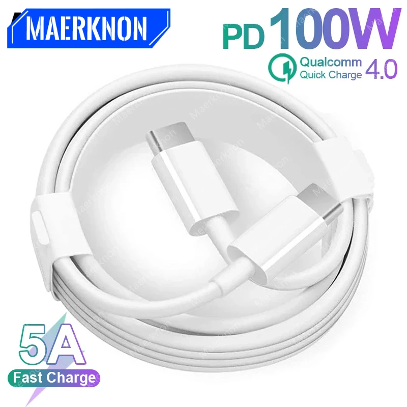 5A USB C to USB Type C Cable for MacBook Pro iPad Quick Charge 3.0 20W/100W PD F