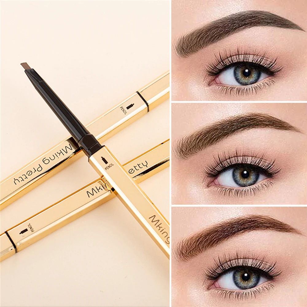 Makeup for Women Waterproof Eyebrow Enhancer Pen with Double Head Pencil and Bru