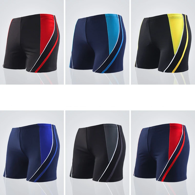 Men Elastic Swimming Trunk Swimwear Striped Beach Swim Sport Short Briefs Surfin