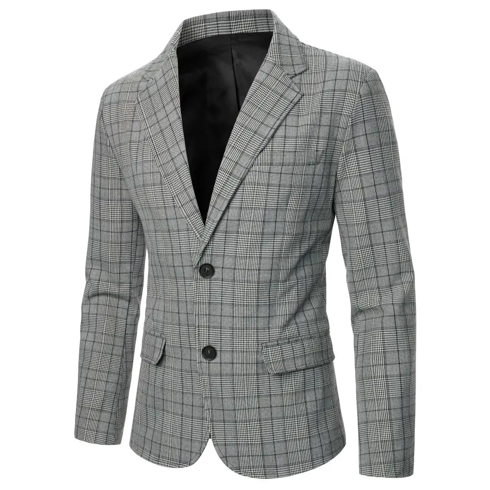 Men's Blazer Striped Black And White Grid Men's Coat British Casual Style Men's 
