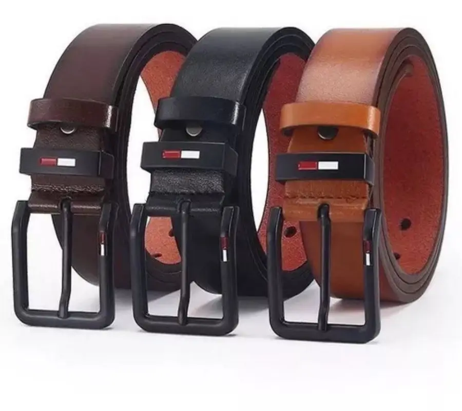 Men's PU Leather Alloy Pin Square Buckle Belt BusinessLeisure Belts 2023 Fashion