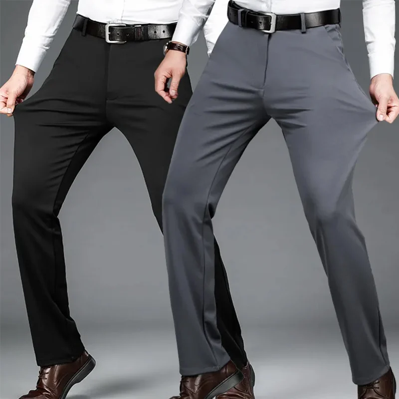 Men's Summer Thin Fashion Business Casual Suit Pants Long Pants Men's Elastic St