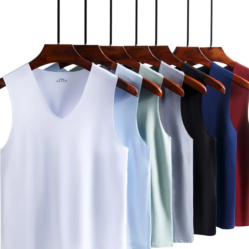 Men's Underwears Undershirts Summer Vest Men Traceless Ice Silk Tank Top Slim Fi