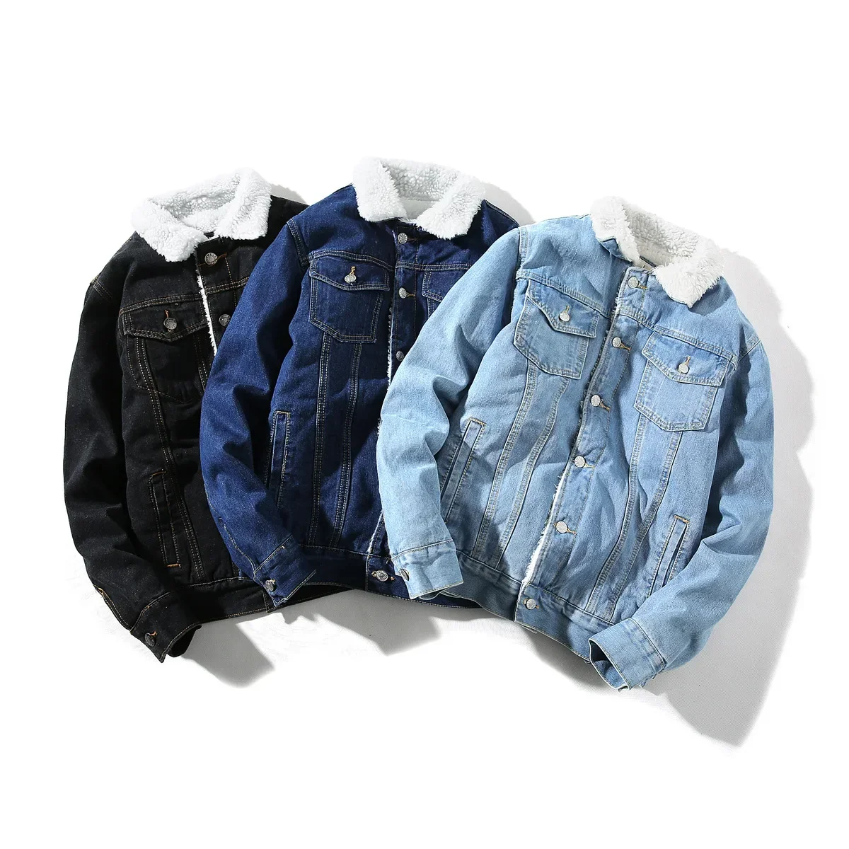 Men`s Winter Autumn Denim Jacket Fleeced Thicken Warm Jeans Jacket and Coat Truc