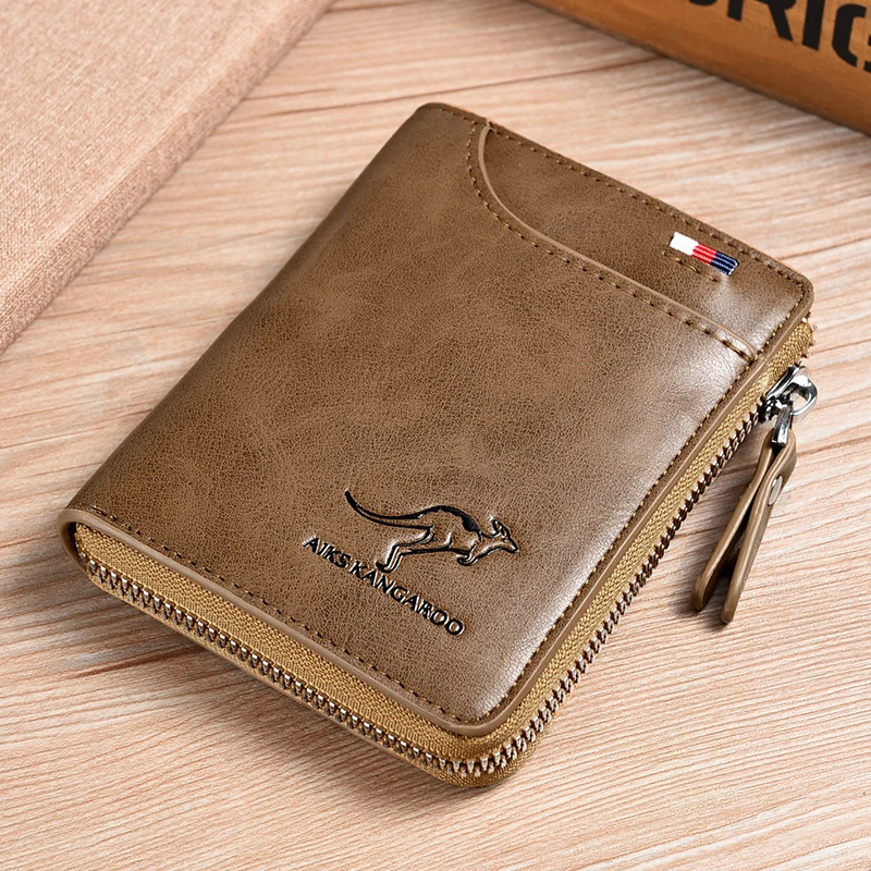 Mens Wallet Leather Business Card Holder Zipper Purse Luxury Wallets for Men RFI