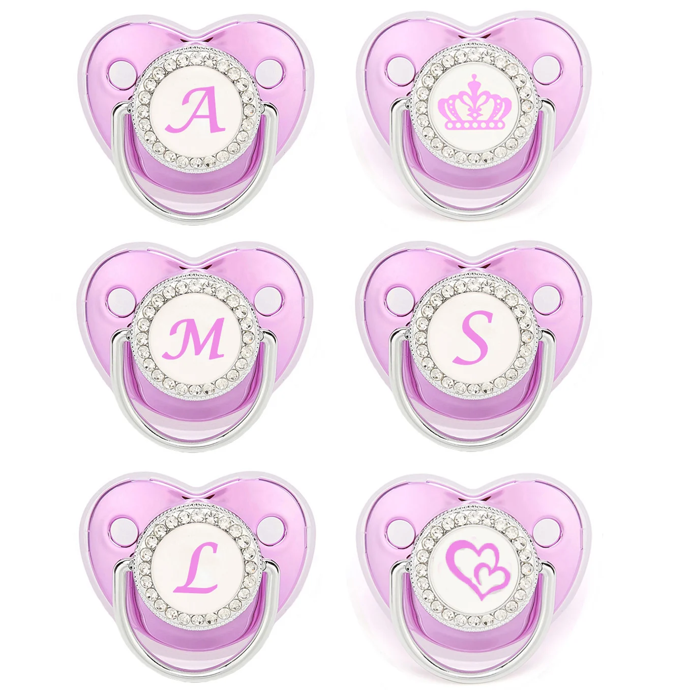 Metallic Purple Pacifier With Cover BPA Free Silicone Pacifier Name Initial Lett