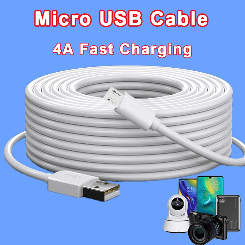 Micro USB Cable Super Length For Xiaomi Camera Monitor Mobile Phone Power Bank D