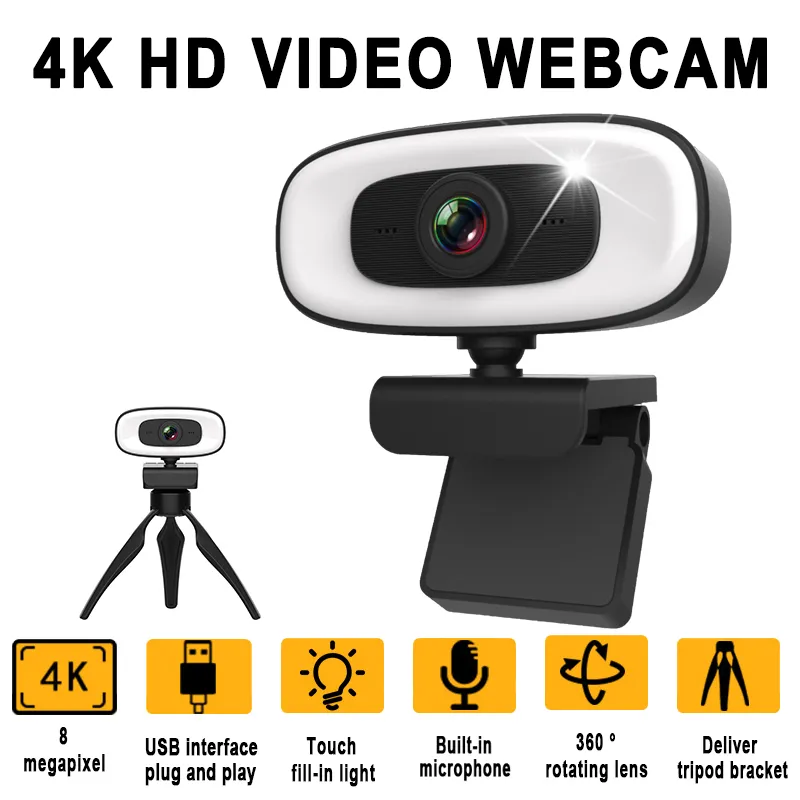 Mini 4K Webcam USB Computer 2K Webcam For PC Laptops Live Streaming Full HD 1080
