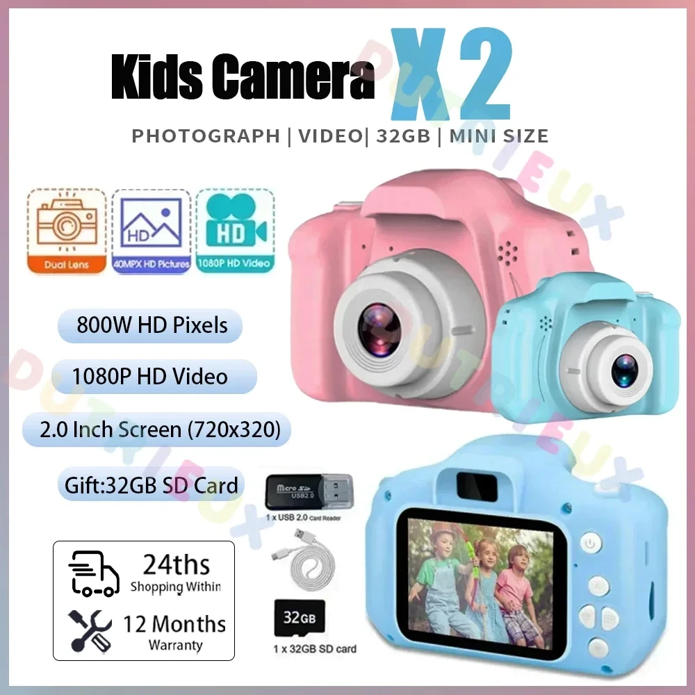 Mini Children Camera X2 Digital Vintage Camera Educational Toys Kids Projection 