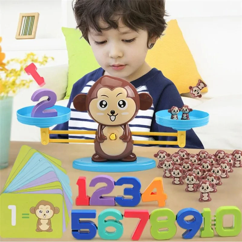Montessori Math Toy Monkey Balance Baby Early Educational Balancing Scale Parent