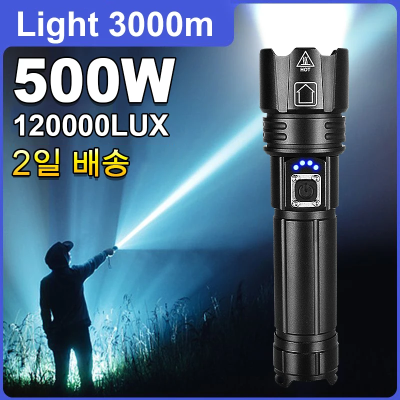 Most Powerful LED Flashlight Rechargeable Torch Lighting 1500M Tactical Lantern 