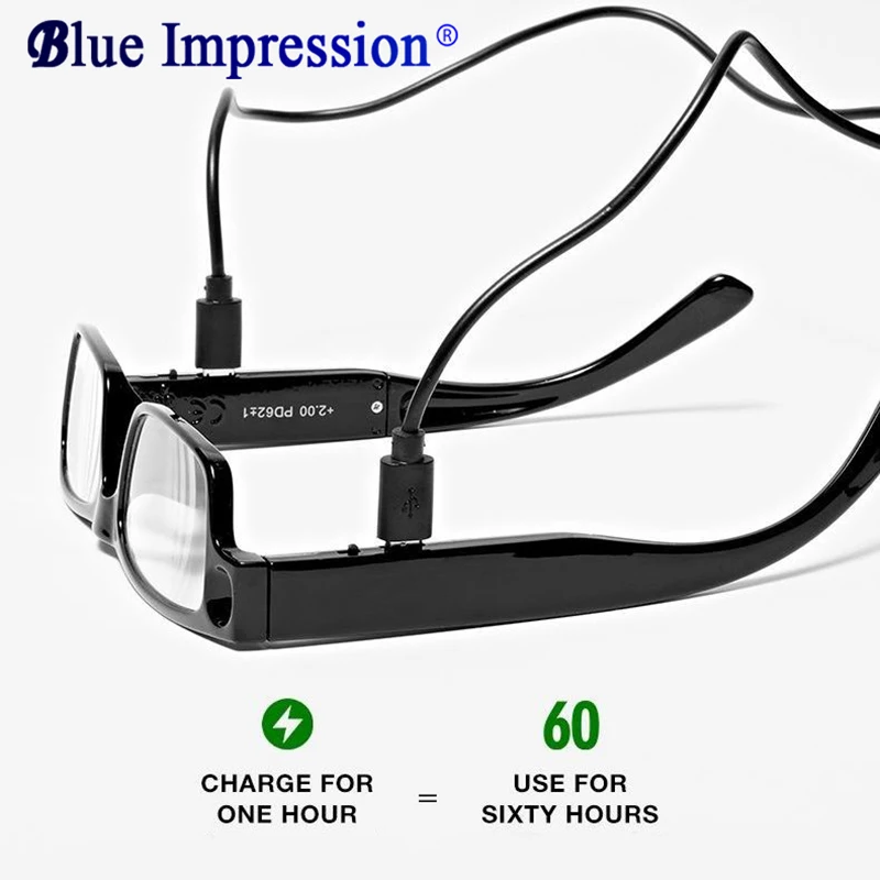 Multi-functional USB Charging LED light Reading Glasses Men Women HD Night Visio