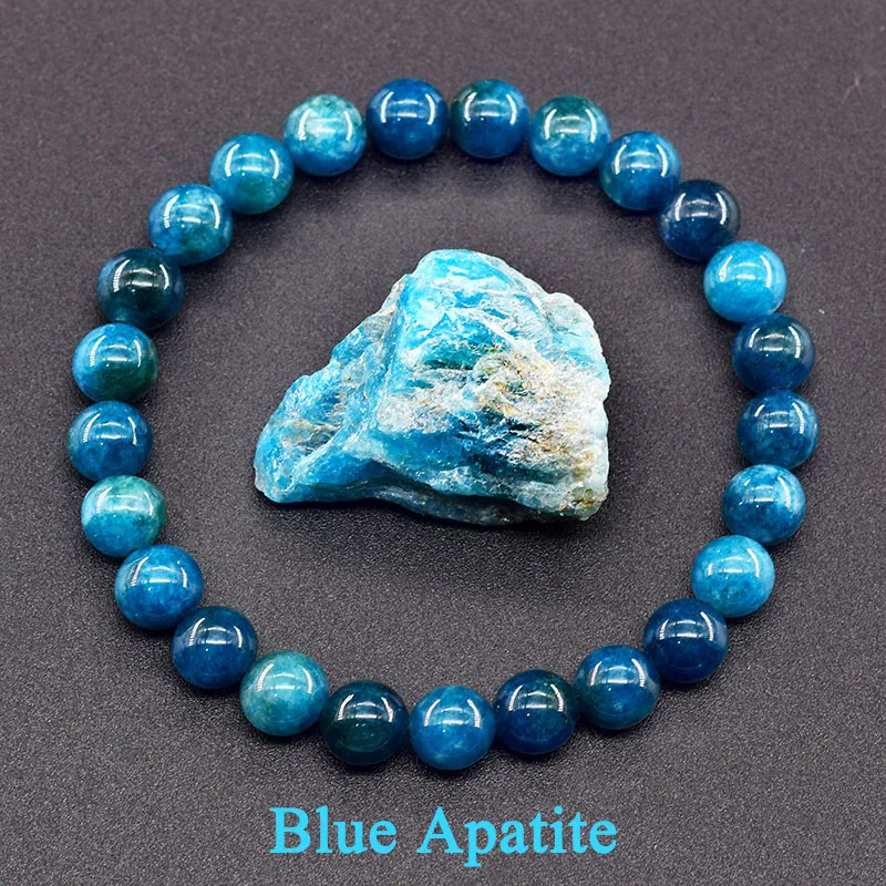 Natural Blue Apatite Stone Beads Bracelets Men Women Original Stone Blood Circul
