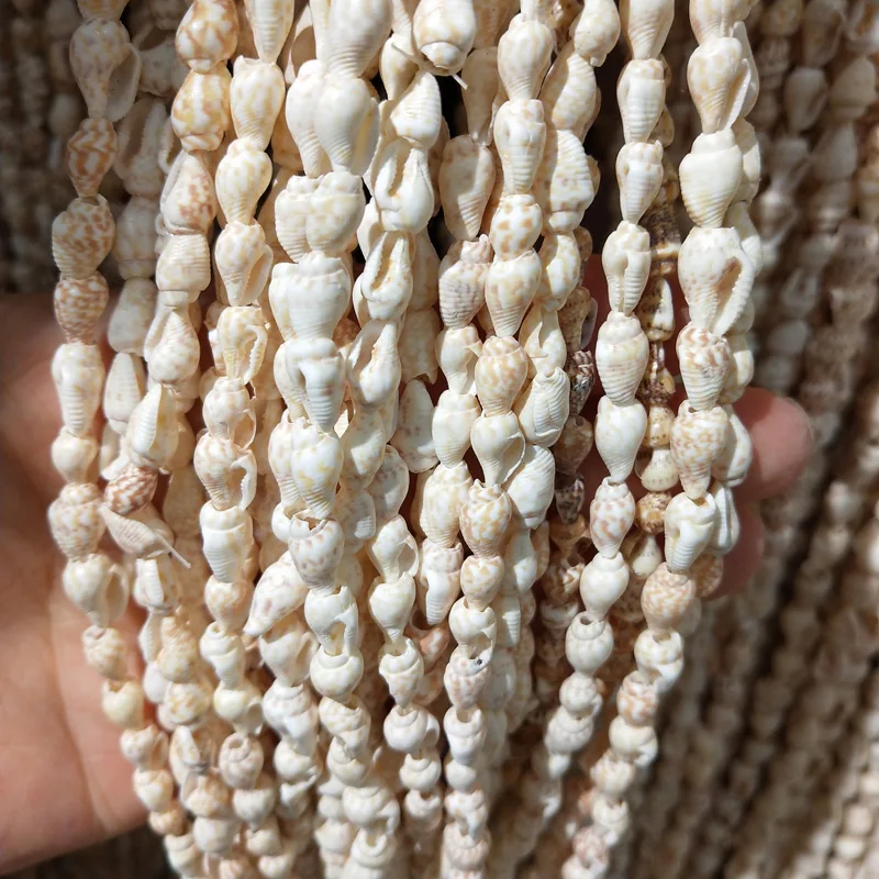 Natural Shell Necklace 80cm Length White Snail Shape Shell Beads for Jewelry Mak