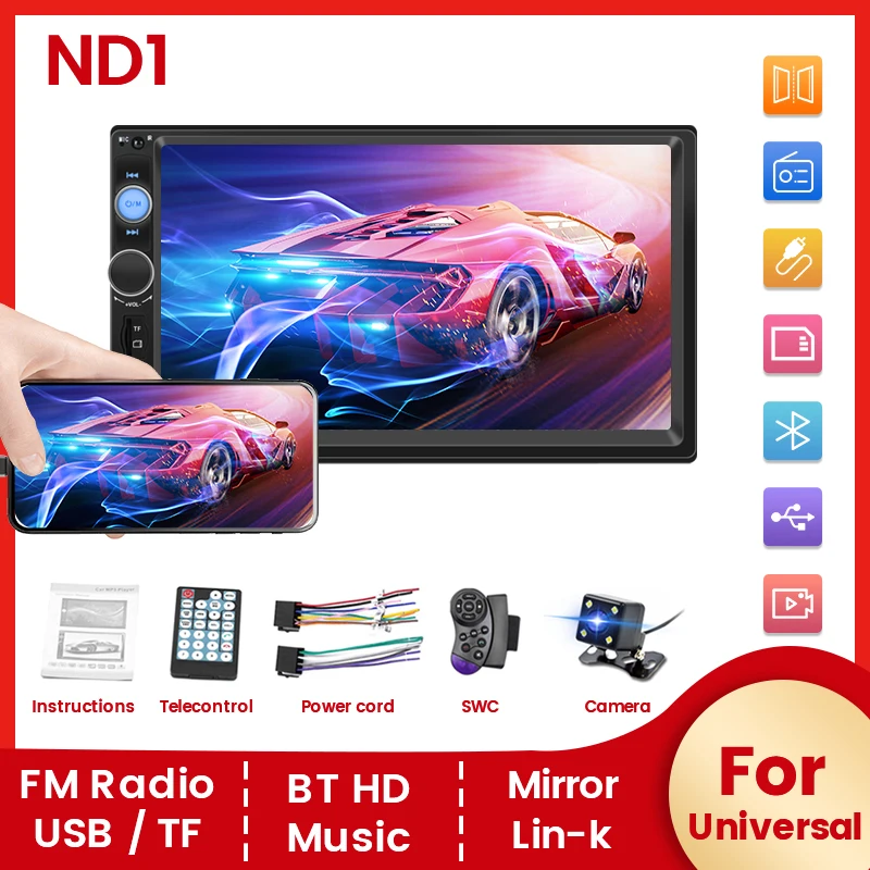 Navifly ND1 2 din Car Radio 7" HD Touch Screen Autoradio Multimedia Player Unive