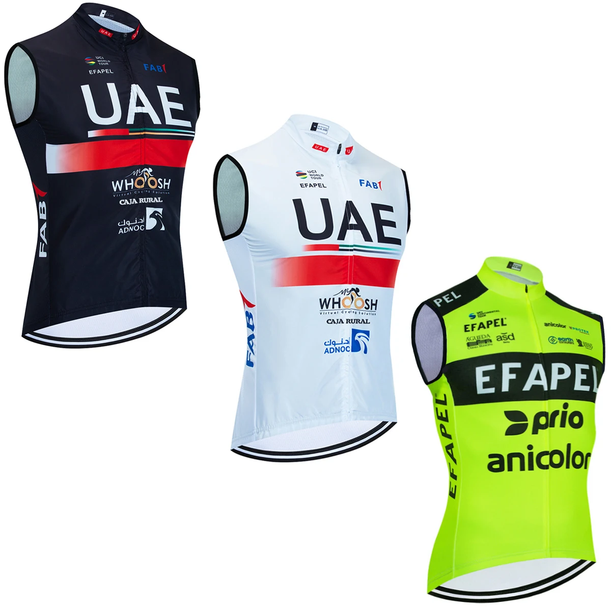 New 2024 UAE Cycling Jersey Fluor Green Windbreaker Men Bike Vest Maillot EFAPEL