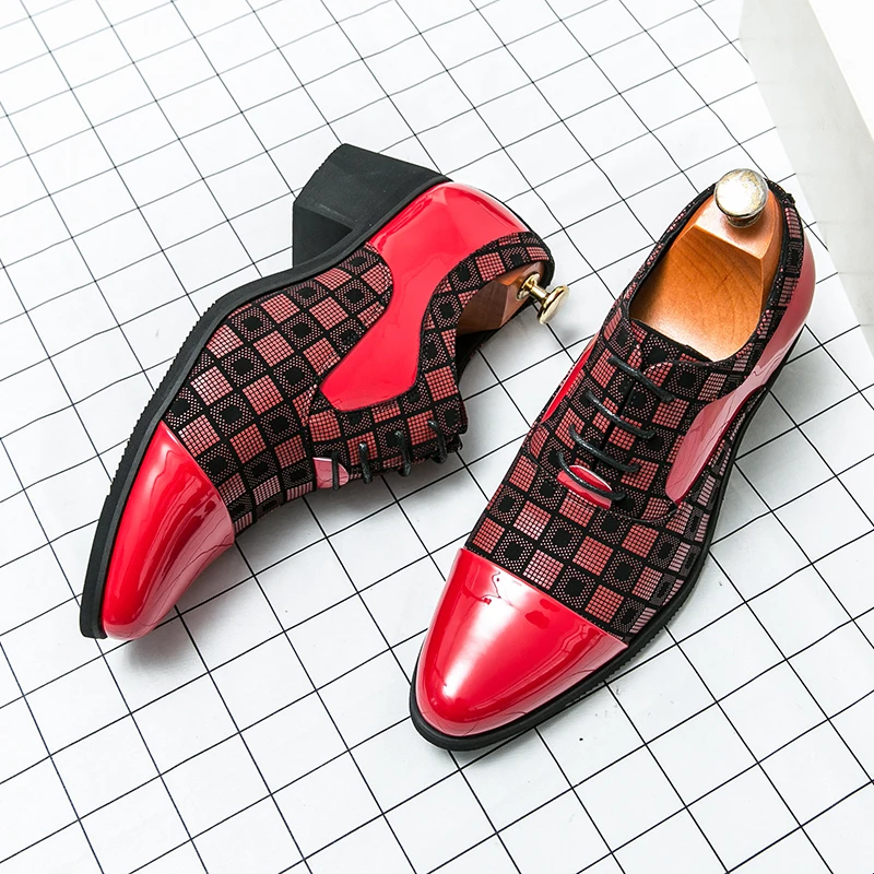 New Arrival High Heel Men's Red Leather Shoe Fashion Pointed Toe Dress Shoes Men