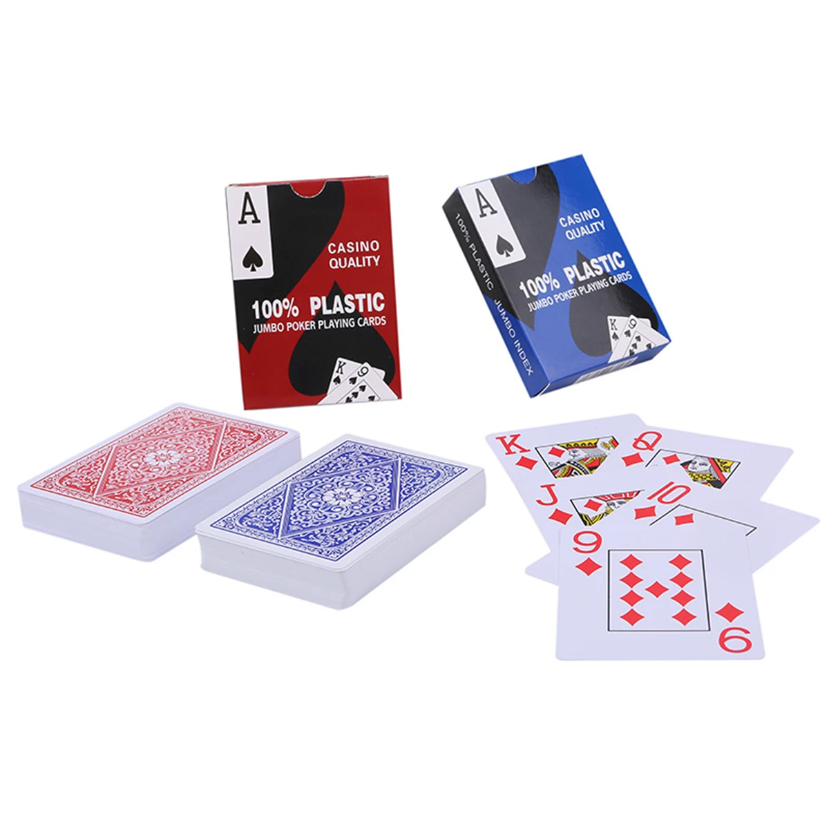 New Deck of Cards PVC Waterproof Playing Cards, 54PCS Big Character Plastic Texa