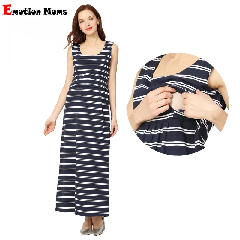 New Summer Maternity Long Dress Women Pregnant Dress Sleeveless Stretch Cotton S