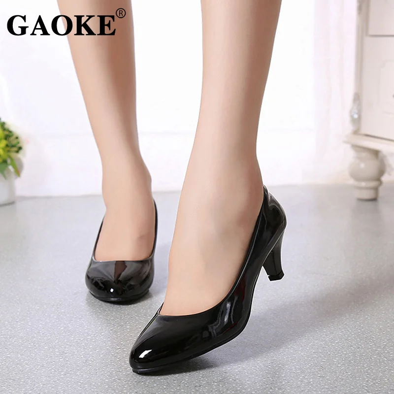 New Women's Shoes On Heels Elegant Medium High Heeled Ladies Pointed Toe Fashion