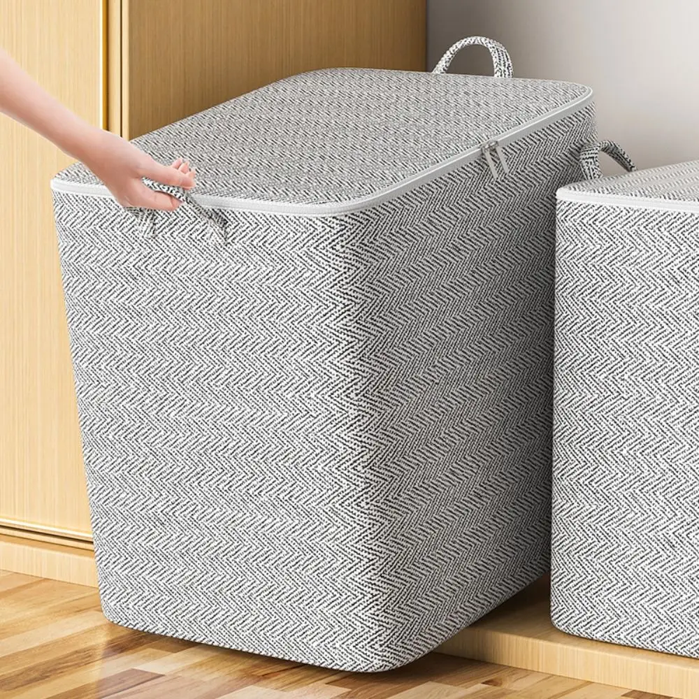 Non-woven Quilt Storage Bag with Lids Zipper Foldable Clothes Quilt Bins Contain