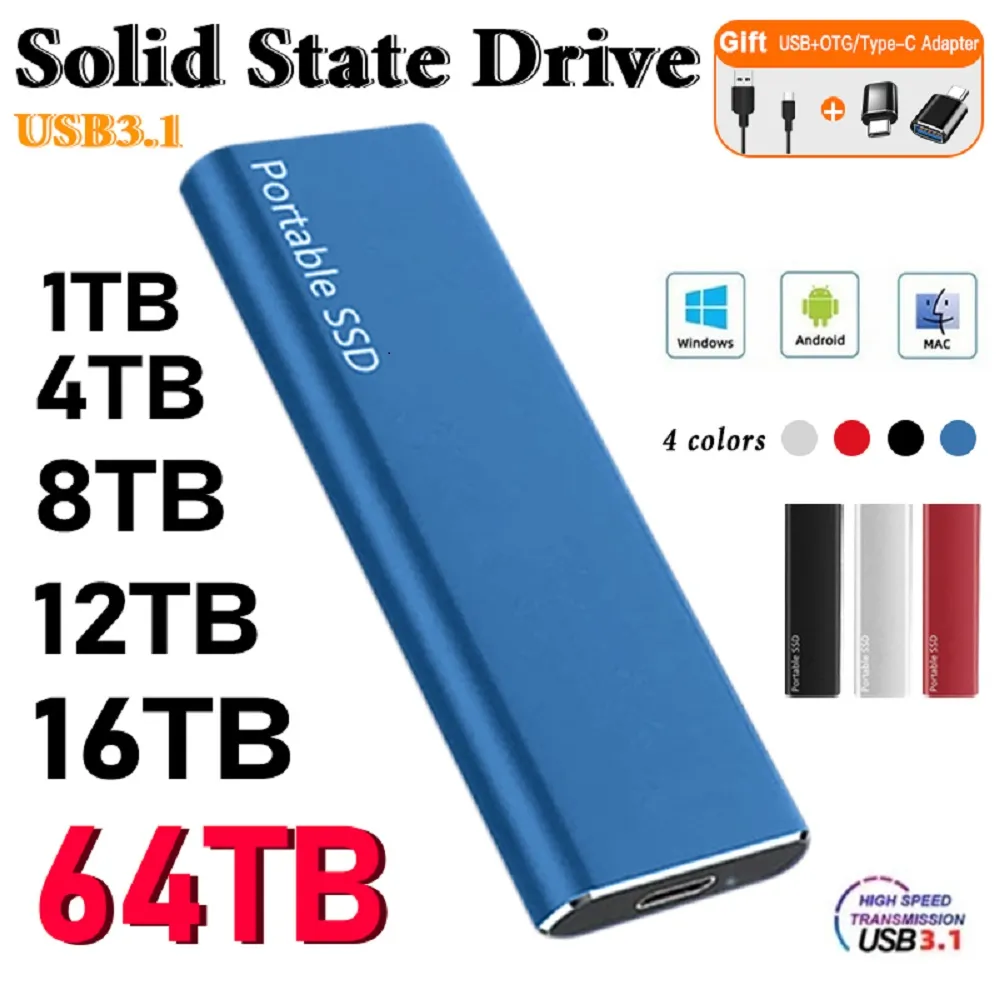 Original Portable External Hard Drive1TB 2TB Mobile Solid State Drive USB 3.1 Ex