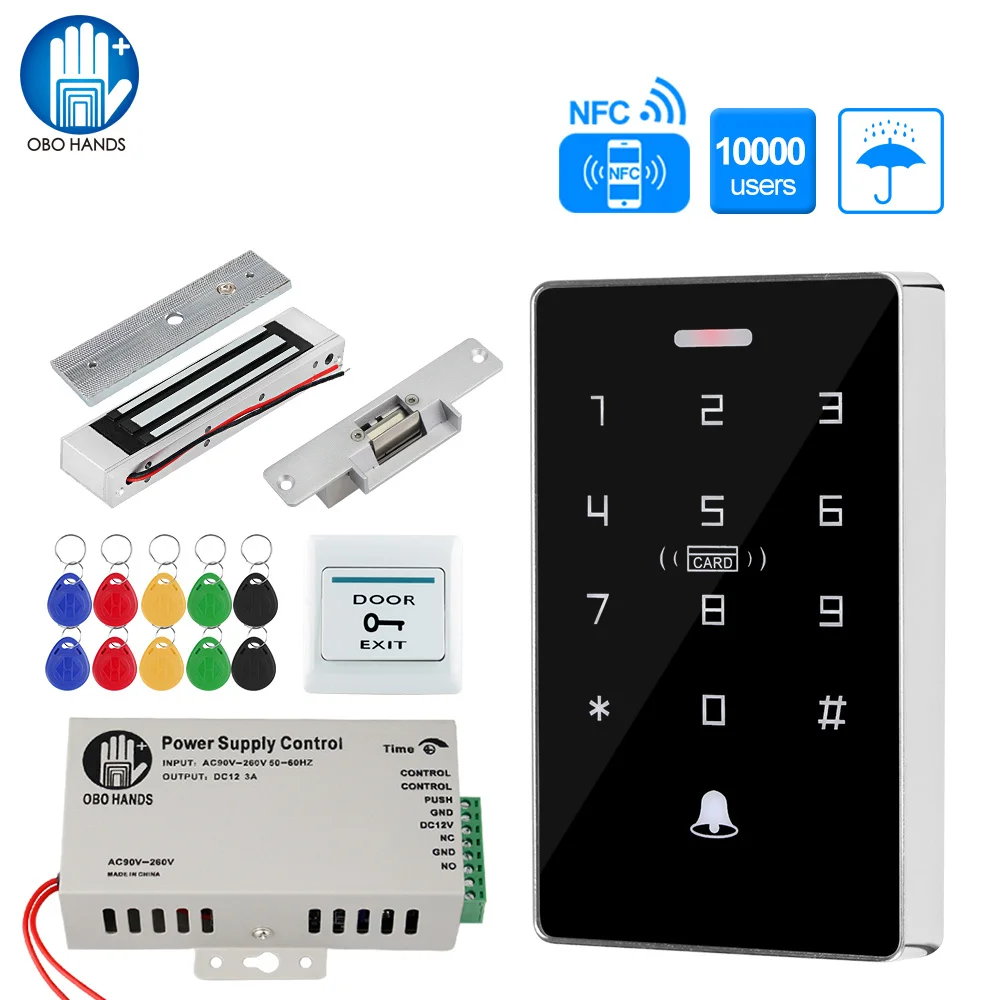 Outdoor Access Control System Kit Set Waterproof RFID Keypad 125KHz 13.56MHz NFC