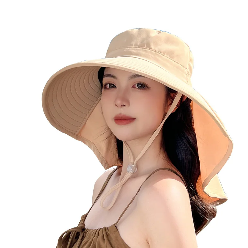 Sun Bucket Hat for Women Girls Safari Cap Wide Brim Fishing Hat with Neck Flap