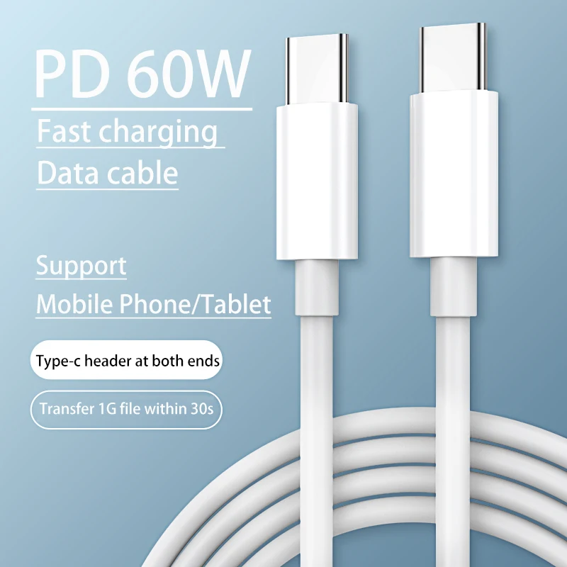 PD Type C to Type C Cable 60W Fast Charging Cable USB C To USB C Cable For iPad 