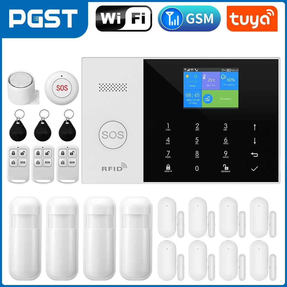 PGST Residential Tuya Smart Gsm Wifi Alarm System for Home Wireless Security Ala
