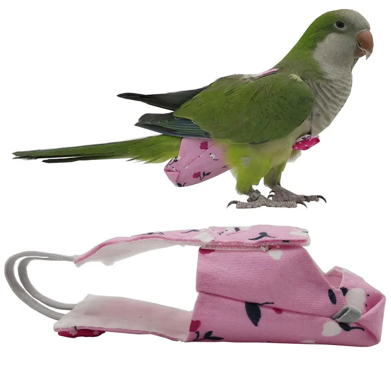 Parrot Diaper with Bowtie Cute Colorful Fruit Floral Cockatiel Pigeons Small Med
