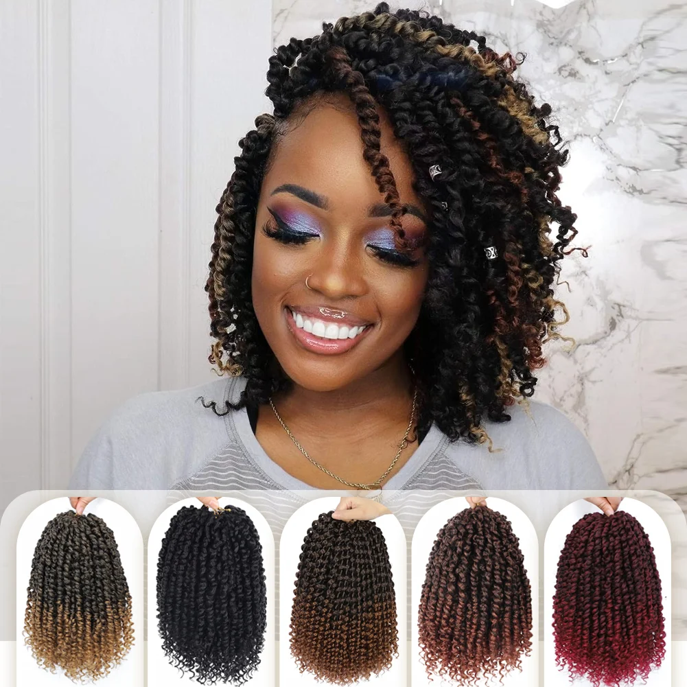 Passion Twist Crochet Braiding Hair Extensions 12 Strands 10 Inch Pre Looped Pas