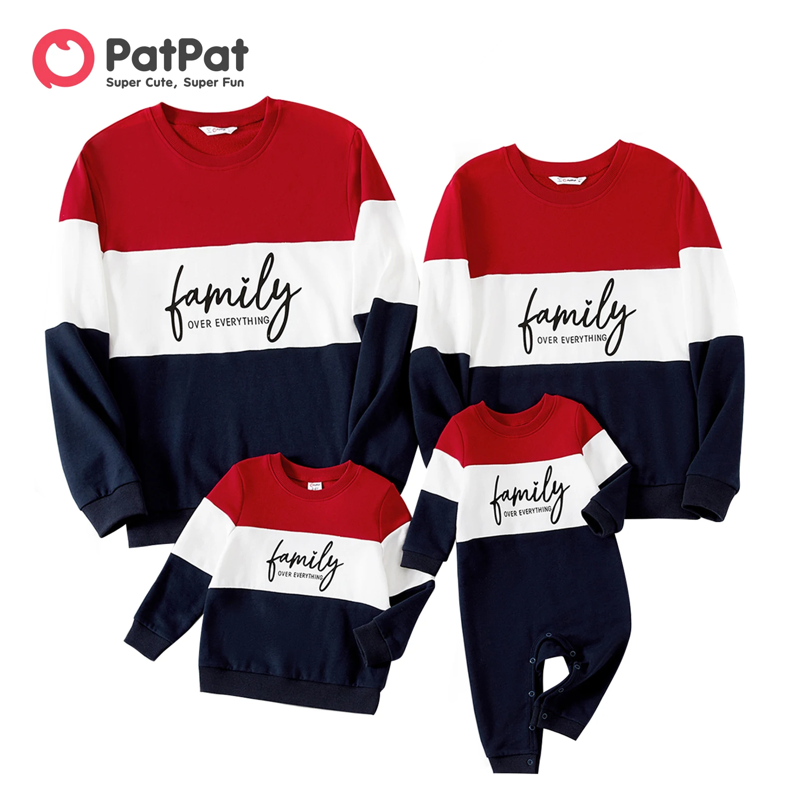 PatPat Valentine's Day Family Matching Outfits Colorblock Letter Print Crew Neck