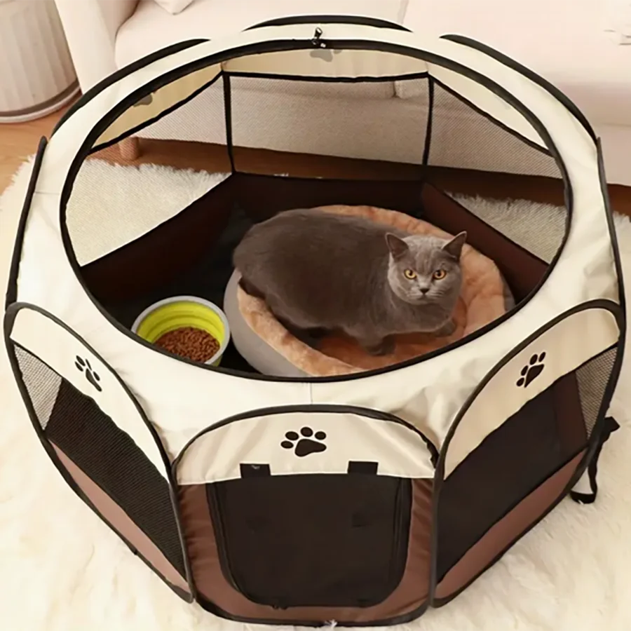 Pet Cat Playpen for Indoor Cats Enclosed, Portable Foldable Dog Playpen Outdoor 