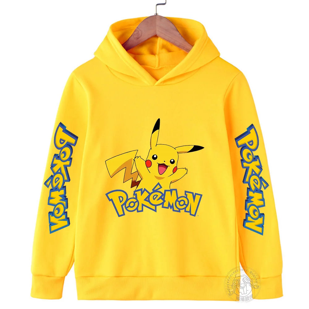 Pikachu Pokémon Autumn Children's Hoodie Street Fashion Funny Cartoon Sports Pul