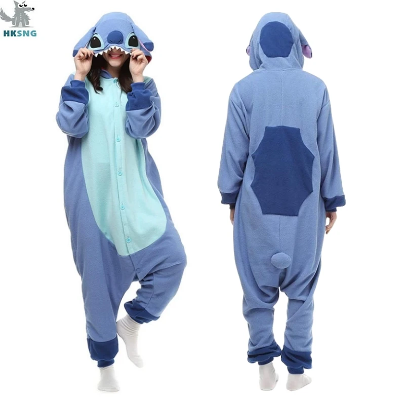 Pink and Blue Stitch Onesies Animal Adult Blue Pink Kigurumi Anime Cartoon Cospl