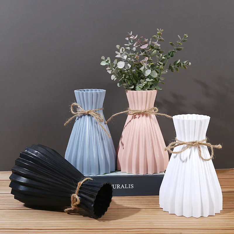 Plastic Vase Nordic Not Fragile Flower Vase White Imitation Ceramic Flower Pot B